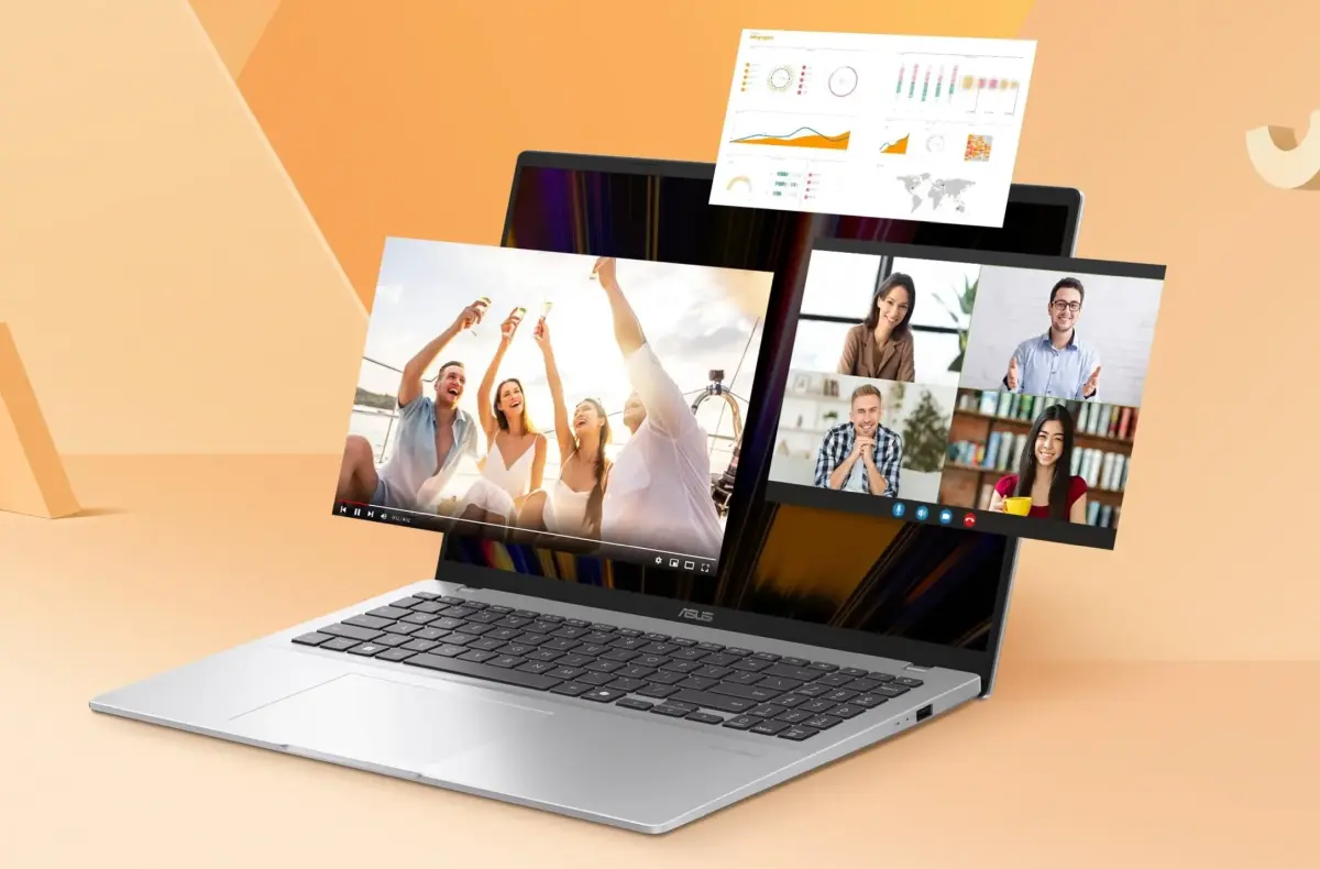 ASUS Vivobook 16 M1607 s otevrenymi aplikacemi