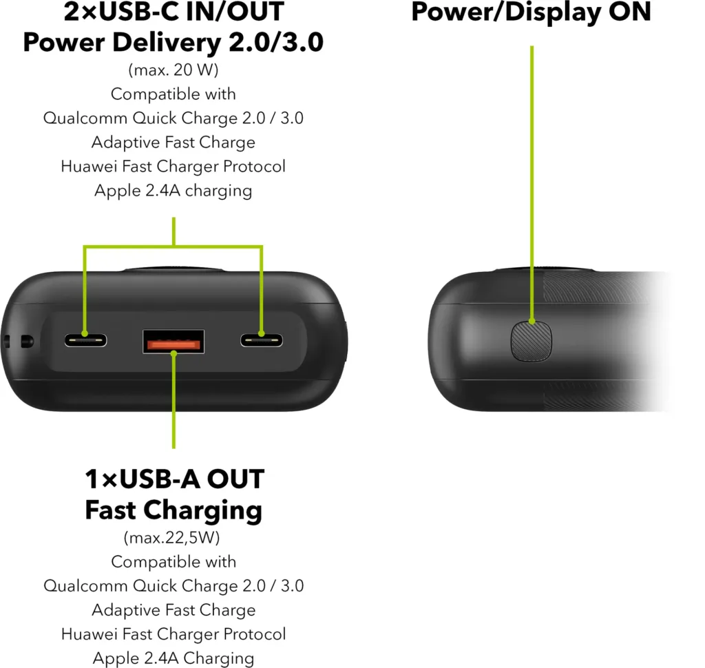 AlzaPower Garnet 20000mAh porty
