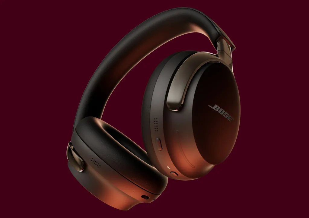 Bose QuietComfort Ultra Headphones 2nd Gen cerna na vinovem pozadi