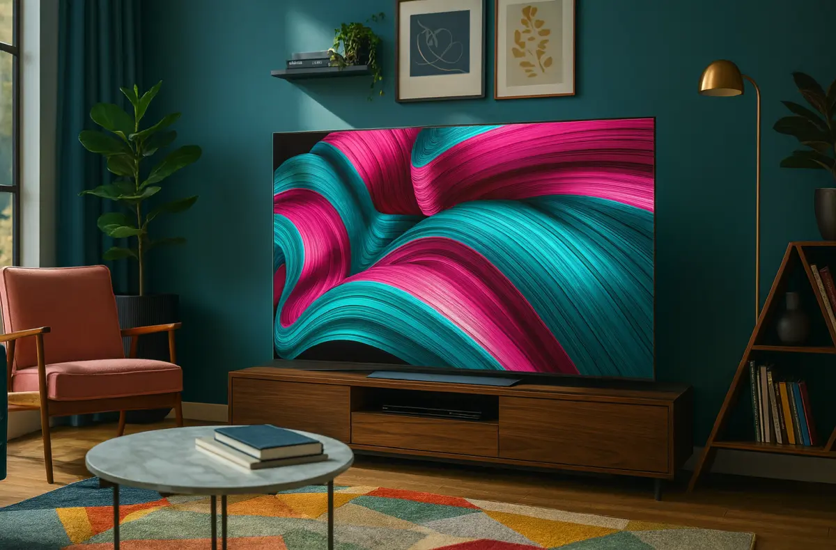 LG OLED77C54 v obyvaku ai ilustrace