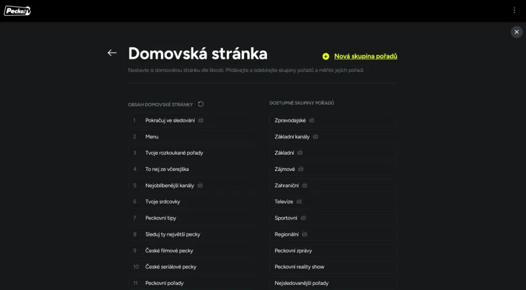 Pecka.TV nastaveni