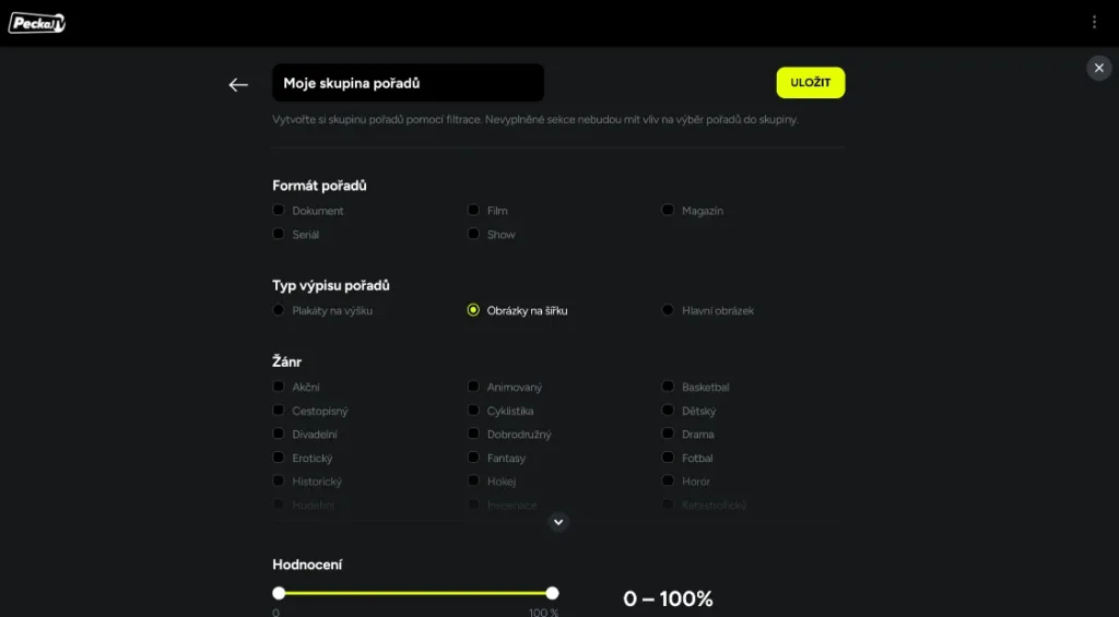 Pecka.TV nastaveni 2