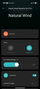 Xiaomi Smart Standing Fan 2 Pro aplikace ovladani