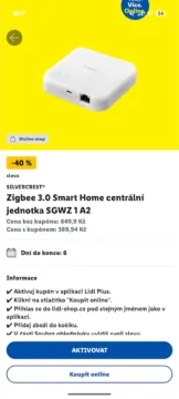 Zigbee 3.0 Smart Home centralni jednotka SGWZ 1 A2 kupon v aplikaci rijen 2025
