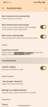 android auto nastaveni widgetu customize earth
