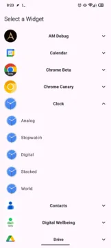 android auto volba widgetu unik