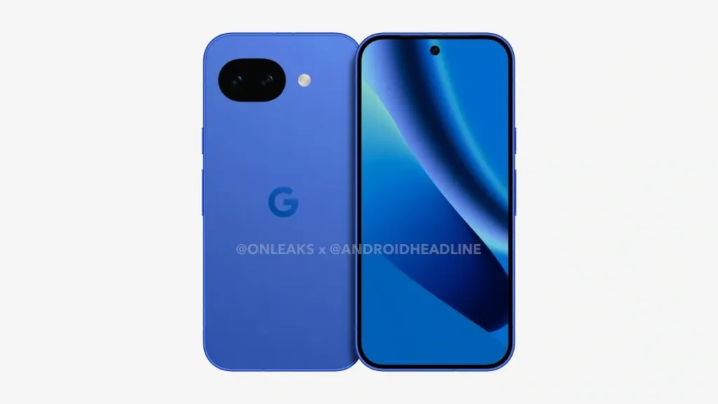 google pixel 10a modra render onleaks predni a zadni strana