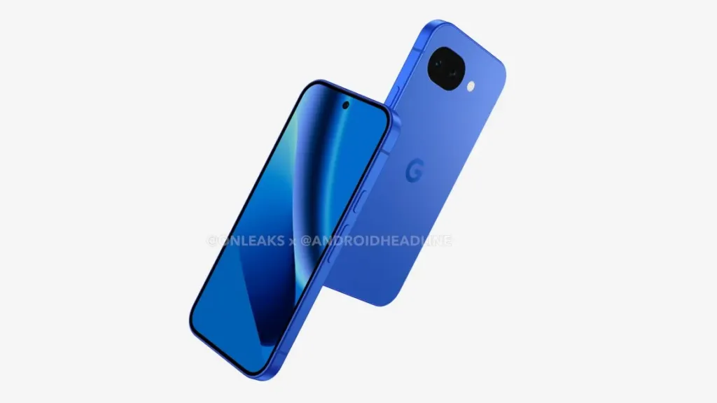 google pixel 10a modra render telefony ve vzduchu