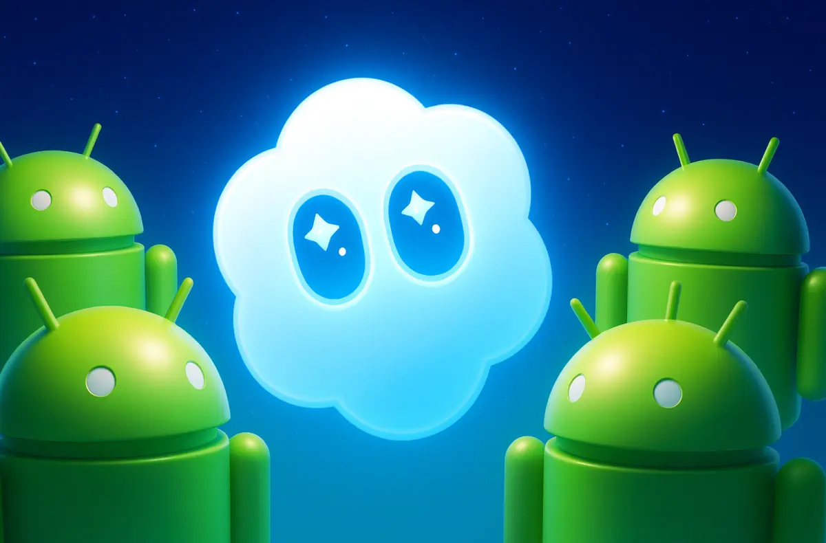 openai sora logo u maskotu androidu