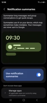 samsung one ui 8.5 souhrny notifikaci nastaveni