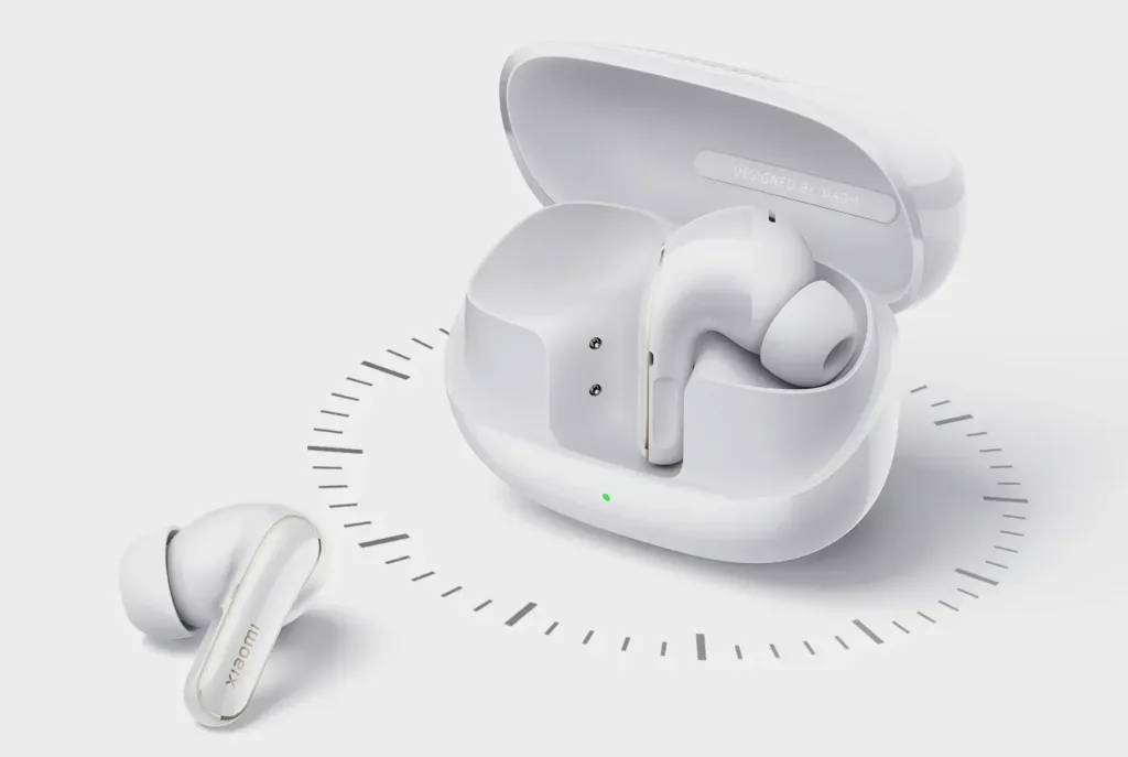 xiaomi buds 5 pro bila vydrz baterie ilustrace