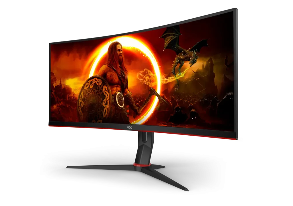 AOC CU34G2XP render predni strana pohled z boku
