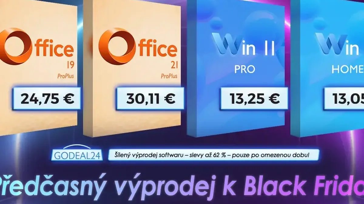 Černý pátek 2025: GODEAL24 nabízí trvalou licenci Office 2021 Pro za 30,11 € a Win 11 Pro za 13,25 €! Ušetřete přes 90 %!