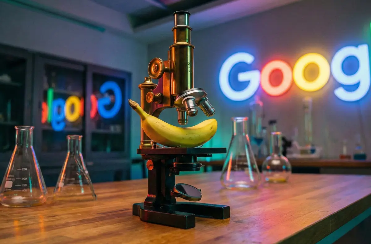 google generator obrazku nano banana pro ilustracni obrazek s mikroskopem