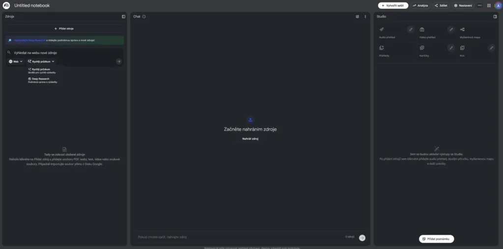 notebooklm deep research v sesitu