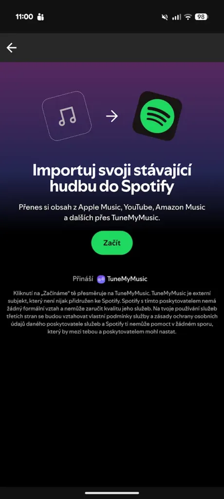 spotify importovat hudbu rozhrani v cestine