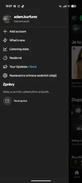 spotify listening stats v postranni nabidce