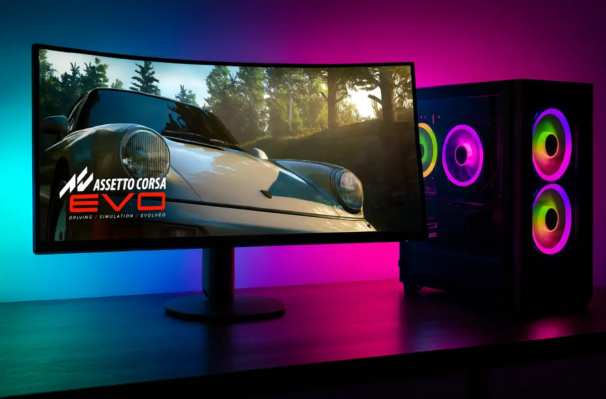 Dell Alienware AW3425DW na stole s pocitacem