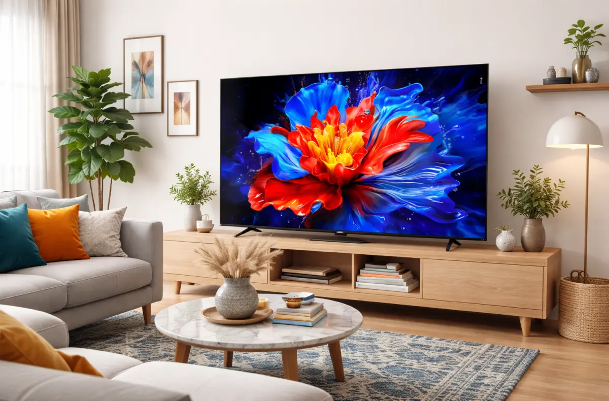 TCL 75P89K v obyvaku ilustrace