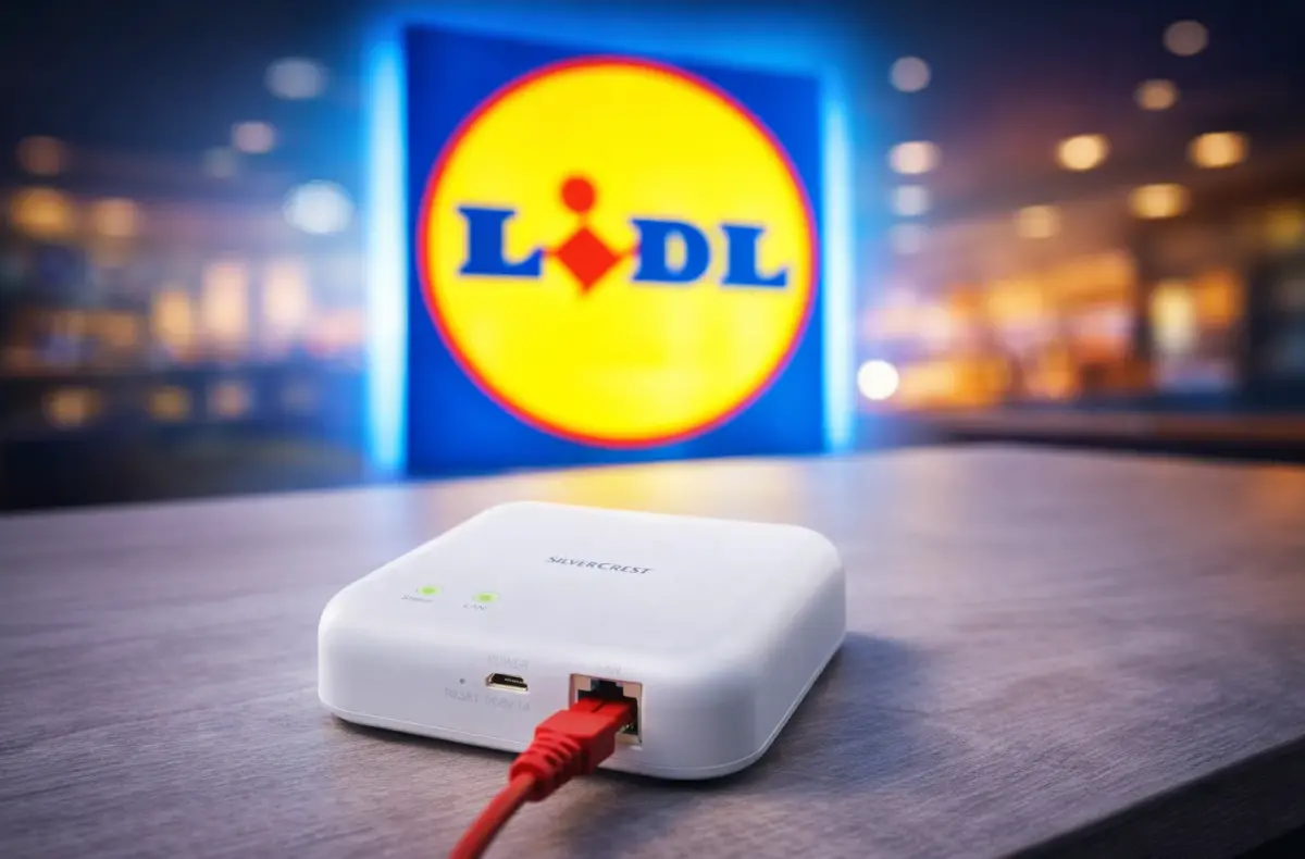 Zigbee 3.0 Smart Home centralni jednotka SGWZ 1 A2 s logem lidlu v pozadi