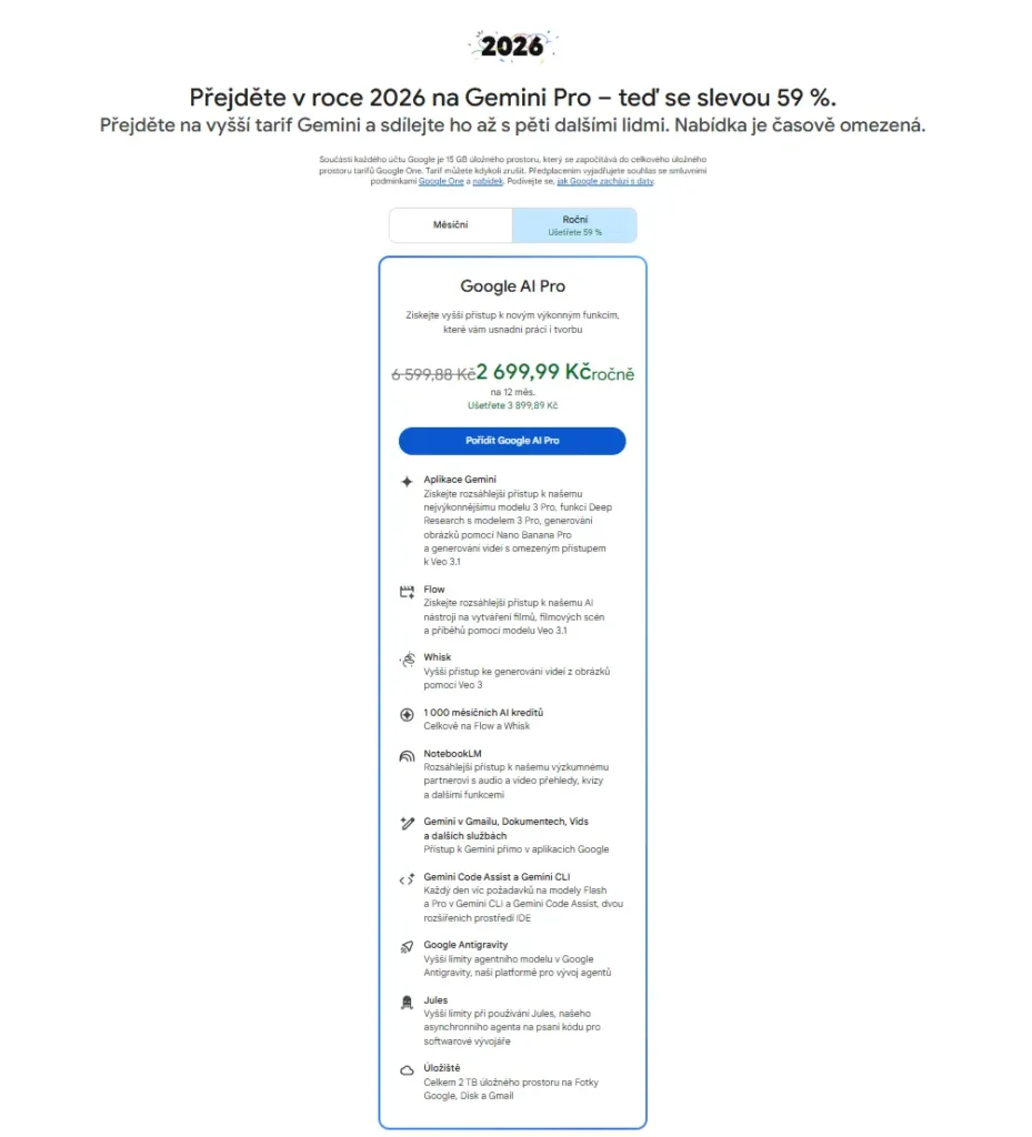 google ai pro predplatne 2026 akce