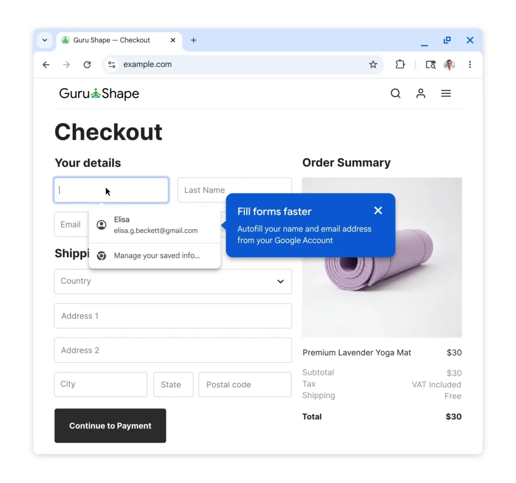google chrome automaticke vyplnovani jmena a e mailu