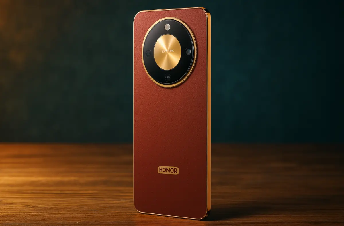 honor magic8 lite cervena na stole ai ilustrace