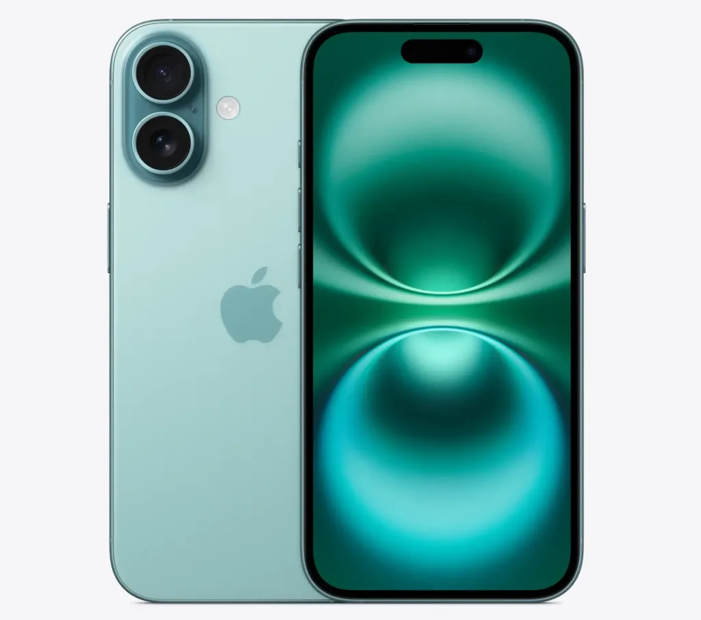 iphone 16 teal render predni a zadni strana