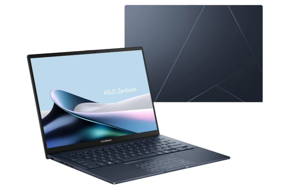 ASUS Zenbook 14 UX3405CA OLED238W rozlozeny a zadni strana nahled