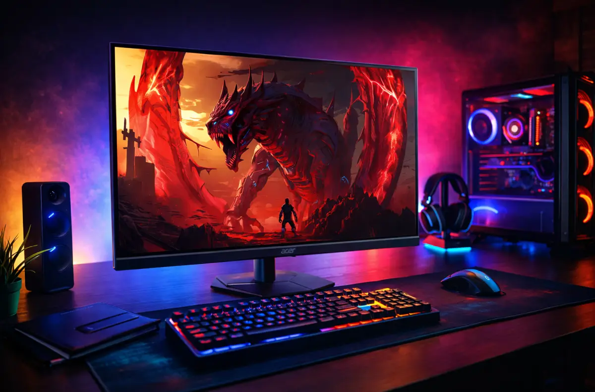 Acer Nitro Gaming KG241Y na stole ai ilustrace