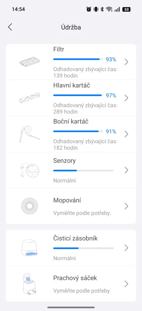 Aplikace Roborock udrzba