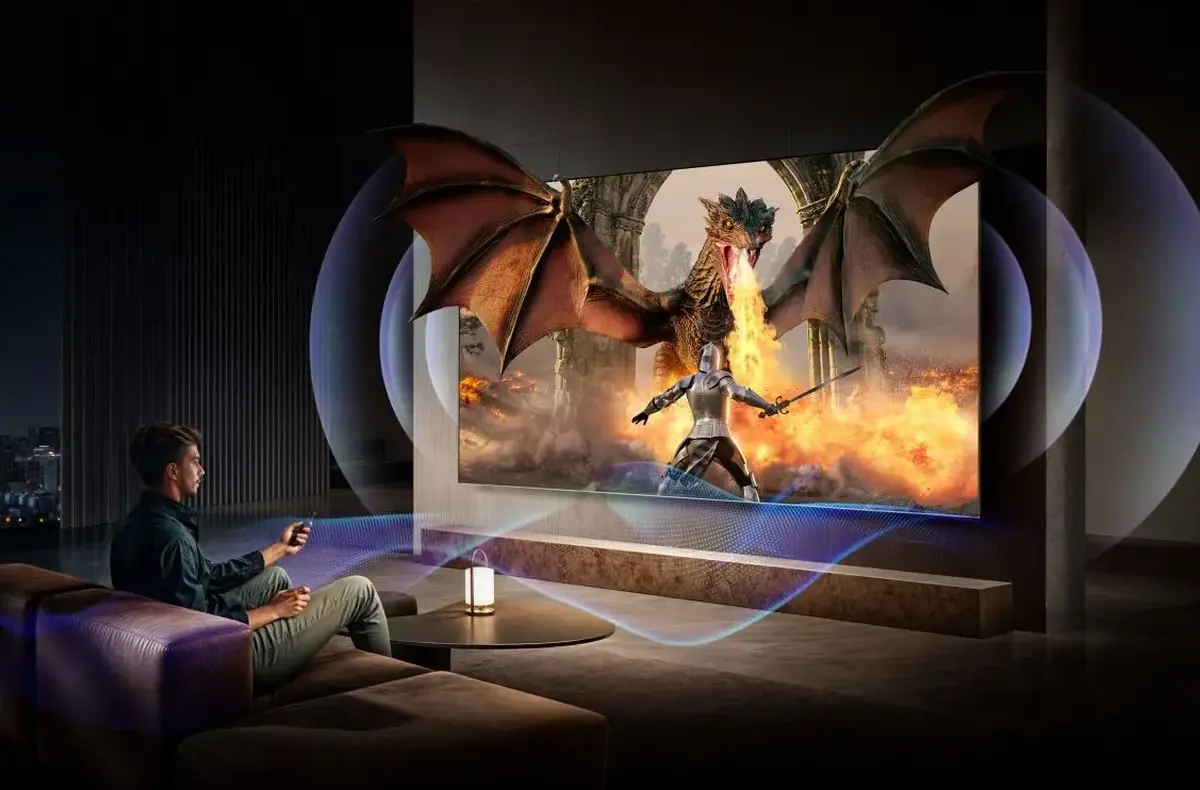 Hisense 65U7Q PRO v obyvaku s drakem