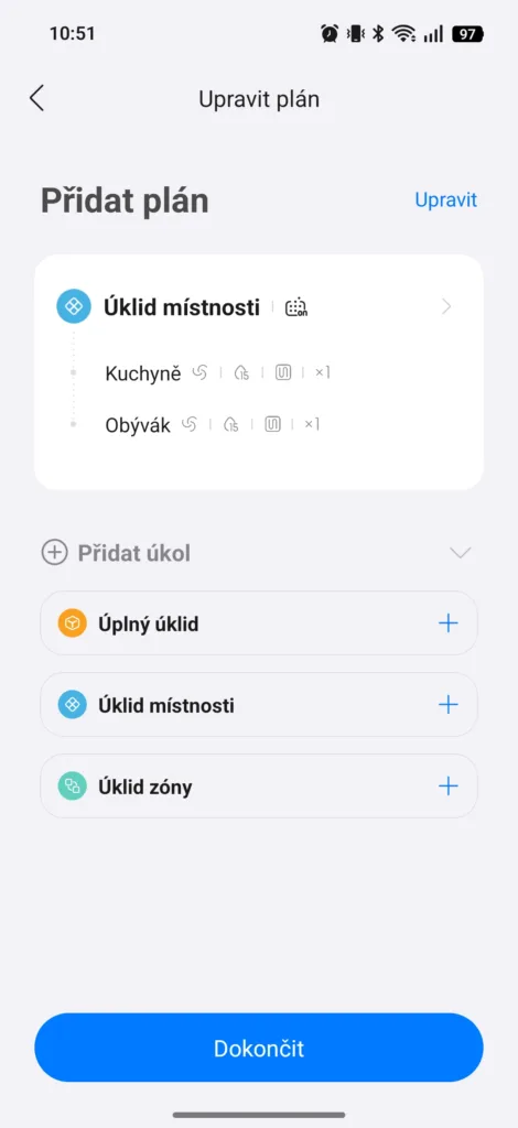 Roborock aplikace uprava planu