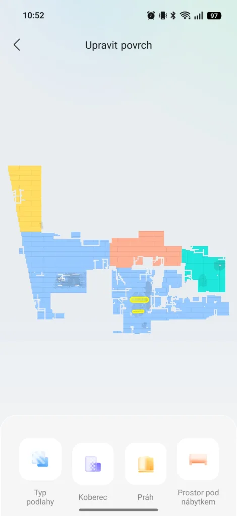 Roborock aplikace upravit povrch