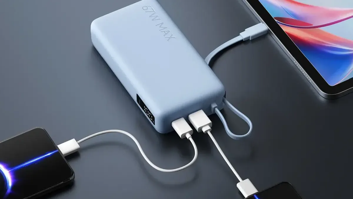 Xiaomi v Česku prodává novou 20 000mAh powerbanku s integrovaným kabelem. Nabíjí až 67 W