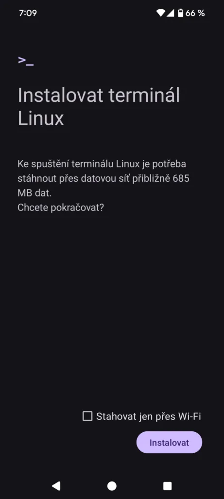 instalace terminalu linux