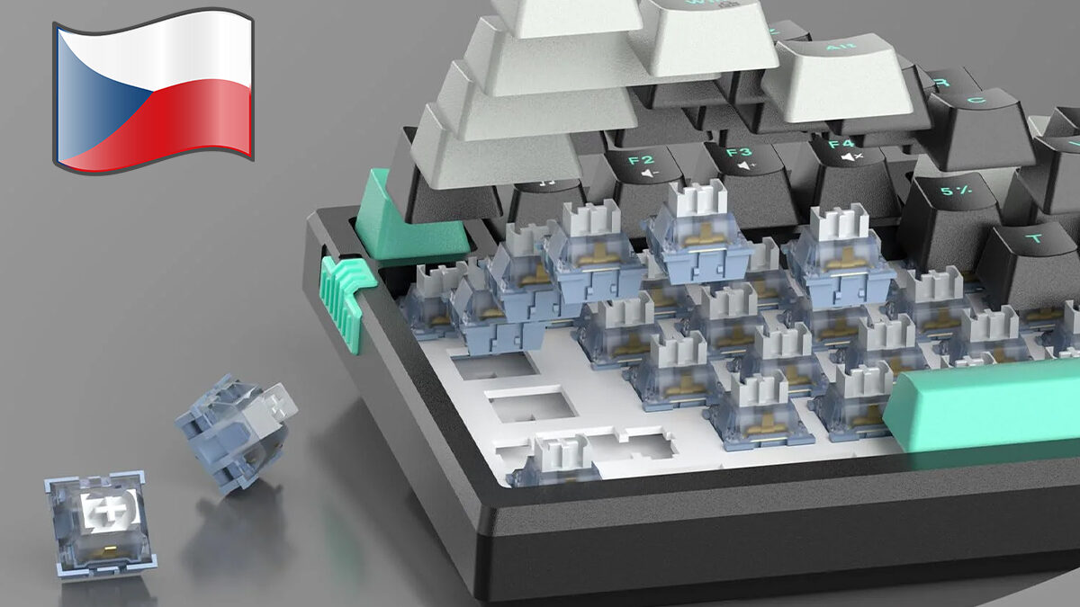 Mechanická klávesnice s hotswap spínači za tisícovku! Má otočné kolečko a RGB podsvícení
