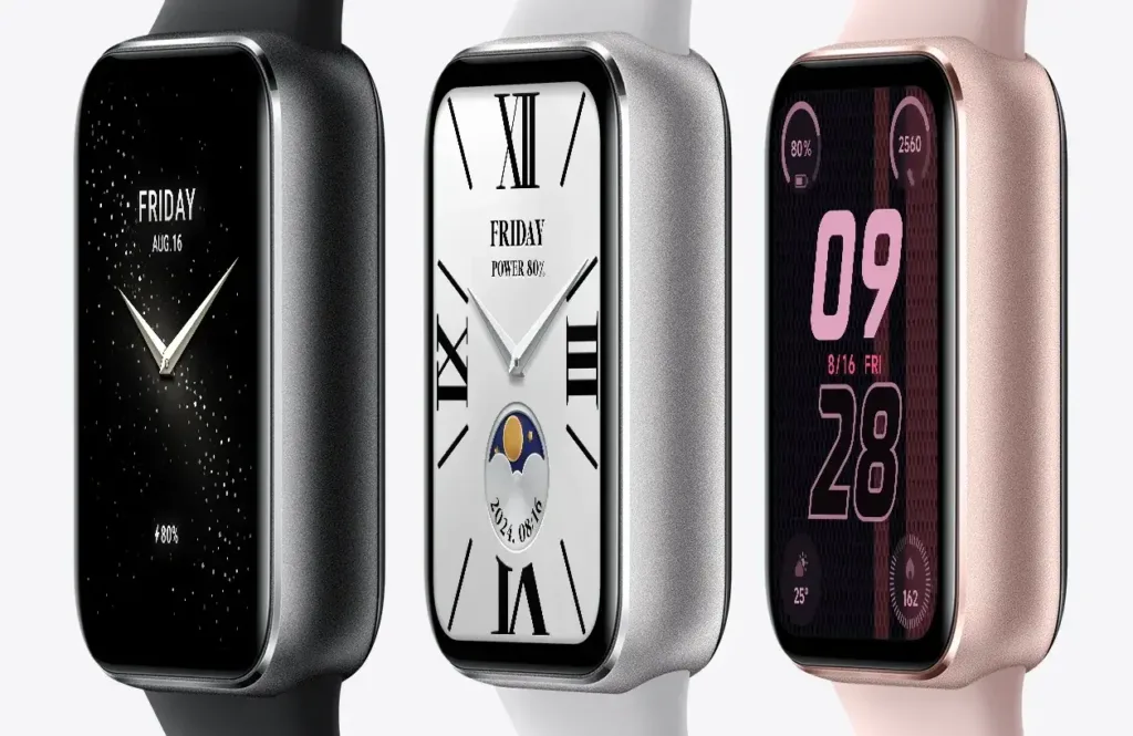 xiaomi smart band 9 pro cerna stribrna ruzova pohled ze strany