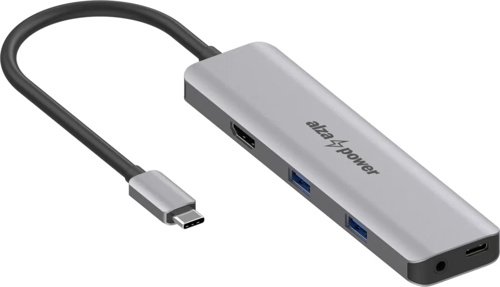 AlzaPower Metal USB C Dock Station 5v1 render