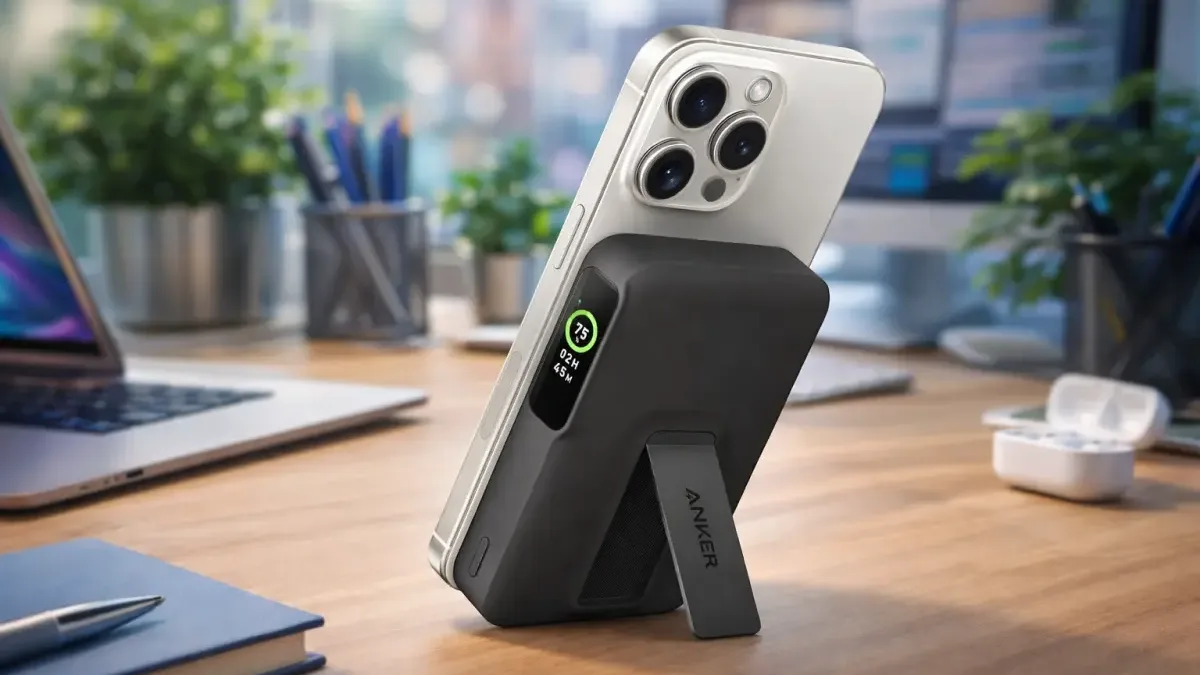 Magnetická powerbanka Anker s kapacitou 10 000 mAh dosáhla nového cenového minima! Pyšní se pěkným displejem a stojánkem