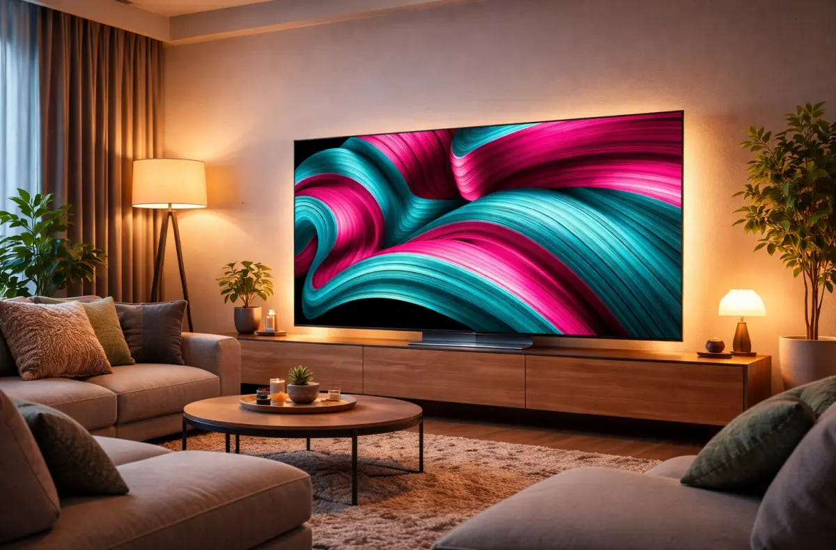 LG OLED77C54 v obyvaku ai ilustrace