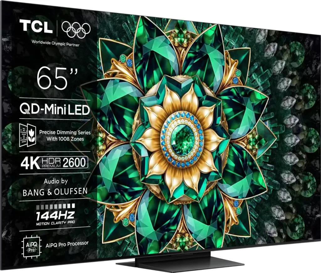 TCL 65Q7C render predni strana pohled z boku