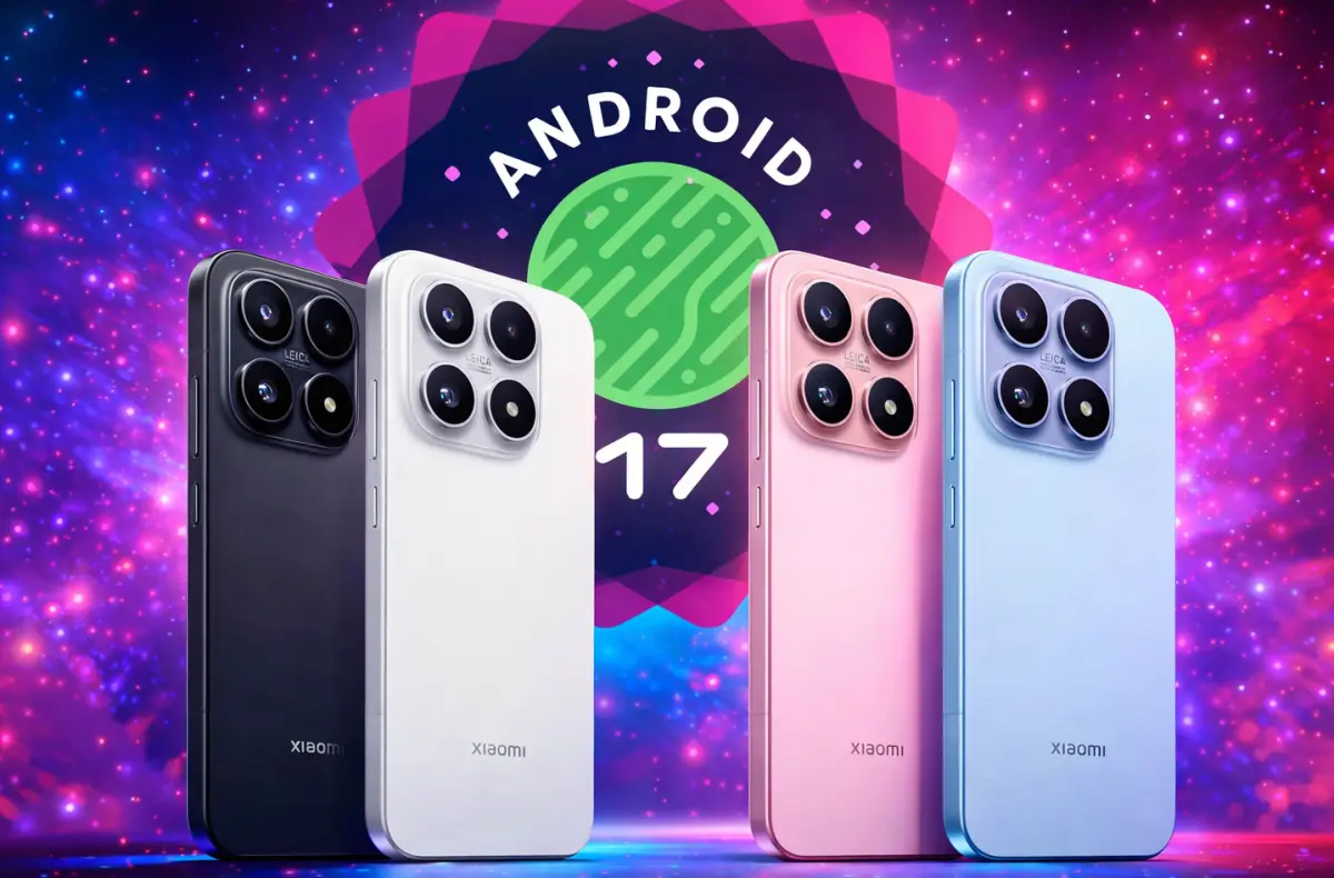 telefony xiaomi 17 s logem androidu 17 v pozadi ai ilustrace