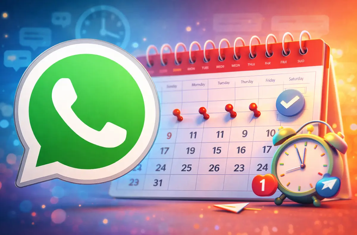 whatsapp planovani zprav ai ilustrace