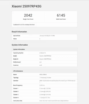 xiaomi pad 8 globalni geekbench