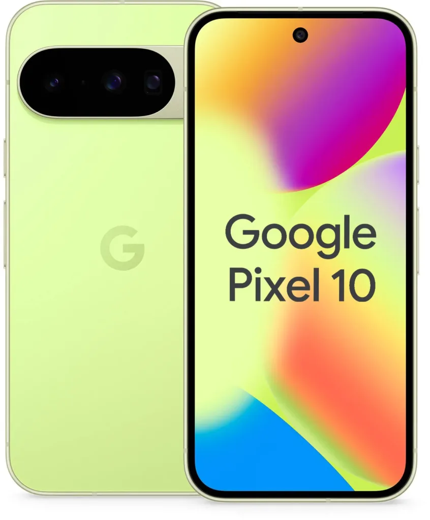 Google Pixel 10 lemongrass predni zadni strana render