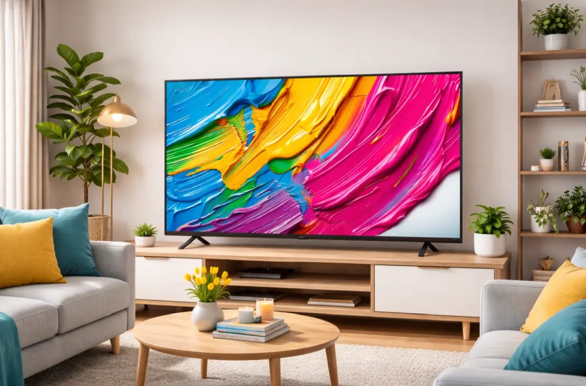 LG 50QNED80A6A v obyvaku ai ilustrace