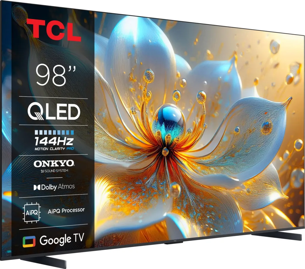 TCL 98T8C render predni strana natocena