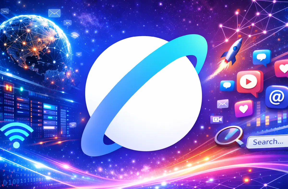 logo samsung browser na pozadi inspirovanem internetem