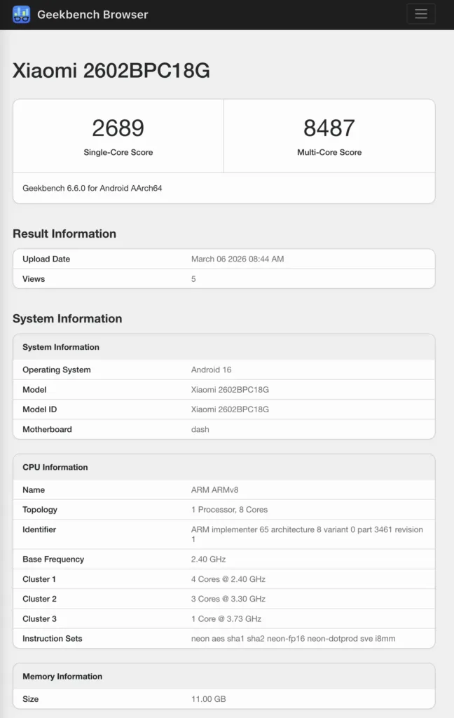 poco x8 pro max geekbench 2 q82 w1476 h